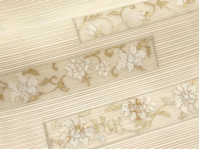 平和屋着物＊夏物　八寸名古屋帯　絽綴れ　更紗花唐草文　金糸　正絹　逸品　CABK1834tx
