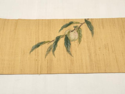 平和屋着物＊夏物　九寸名古屋帯　手描き　成り物　麻　逸品　CABK1835tx