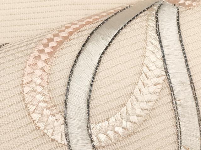 平和屋着物＊夏物　九寸名古屋帯　総刺繍　駒刺繍　結び紐文　正絹　逸品　CABK1838tx