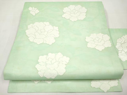 平和屋着物＊夏物　九寸名古屋帯　唐織　牡丹　正絹　逸品　CABK1839tx