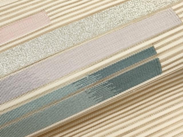 平和屋着物＊夏物　八寸名古屋帯　絽綴れ　霞文　金銀糸　正絹　逸品　CABK1841tx