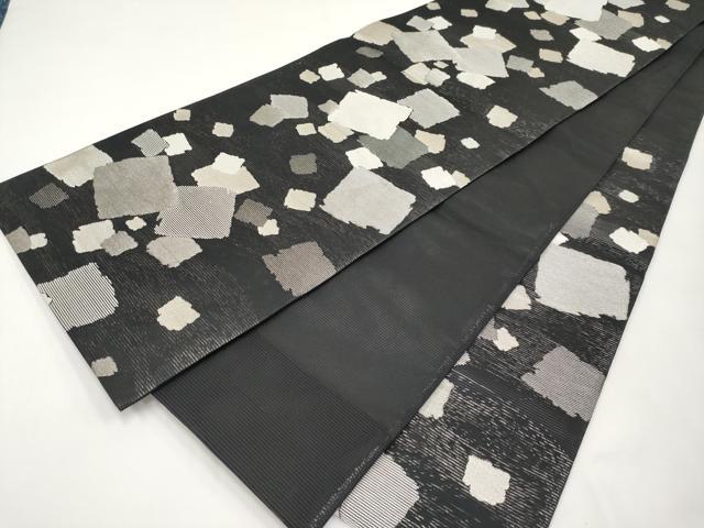 平和屋着物＊夏物　六通柄袋帯　玉すだれ　箔散らし　黒地　銀糸　正絹　逸品　CABK1855tx