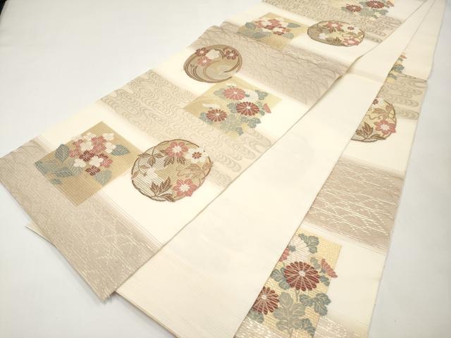 平和屋着物＊夏物　六通柄袋帯　色紙花丸文　金糸　正絹　逸品　未使用　CABK1858tx