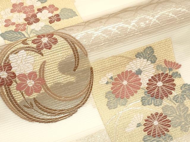 平和屋着物＊夏物　六通柄袋帯　色紙花丸文　金糸　正絹　逸品　未使用　CABK1858tx
