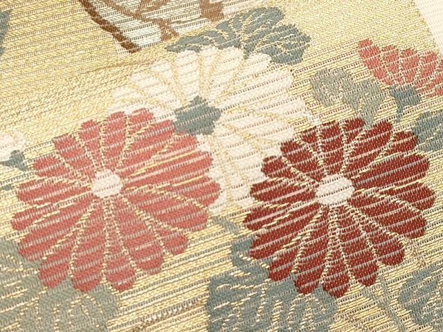 平和屋着物＊夏物　六通柄袋帯　色紙花丸文　金糸　正絹　逸品　未使用　CABK1858tx