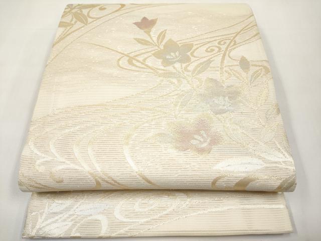 平和屋着物＊夏物　六通柄袋帯　桔梗　金糸　正絹　逸品　未使用　CABK1861tx