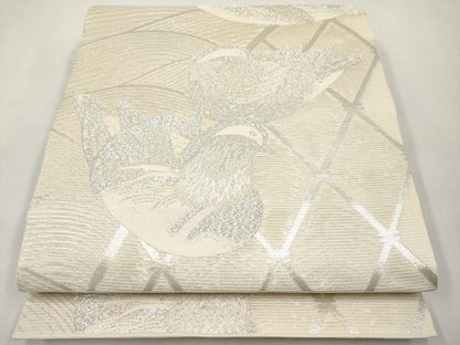 平和屋着物＊夏物　六通柄袋帯　鴛鴦　銀糸　正絹　逸品　CABK1862tx