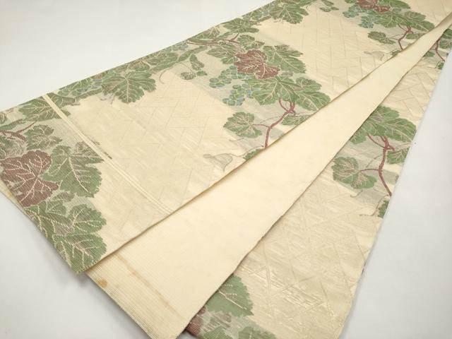 平和屋着物＊夏物　全通柄　本袋帯　葡萄蔦の葉文　金糸　正絹　逸品　CABK1867tx
