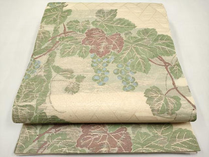平和屋着物＊夏物　全通柄　本袋帯　葡萄蔦の葉文　金糸　正絹　逸品　CABK1867tx