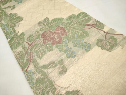 平和屋着物＊夏物　全通柄　本袋帯　葡萄蔦の葉文　金糸　正絹　逸品　CABK1867tx