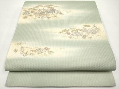 平和屋着物＊夏物　京の名門・菱屋六右ェ門　両面　太鼓柄袋帯　手描き　風景文　正絹　逸品　CABK1868tx