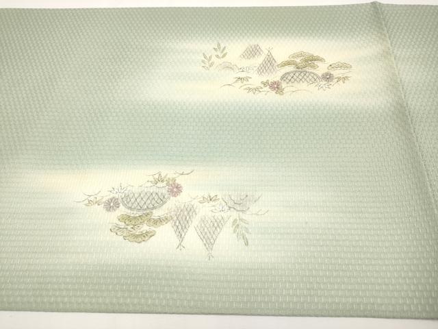 平和屋着物＊夏物　京の名門・菱屋六右ェ門　両面　太鼓柄袋帯　手描き　風景文　正絹　逸品　CABK1868tx
