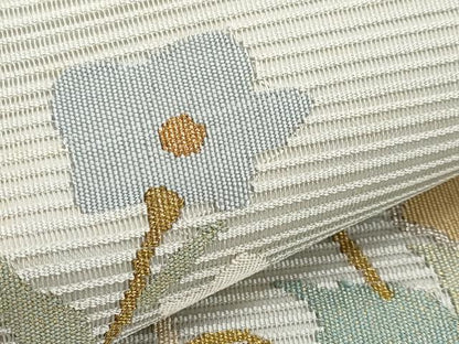 平和屋着物＊夏物　太鼓柄袋帯　絽綴れ　色紙草花文　金銀糸　正絹　逸品　CABK1869tx