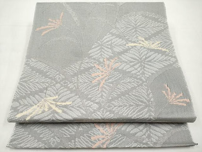 平和屋着物＊夏物　八寸名古屋帯　草花文　銀糸　CABK1875tx