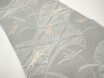 平和屋着物＊夏物　八寸名古屋帯　草花文　銀糸　CABK1875tx