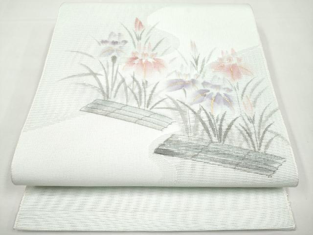 平和屋着物＊夏物　八寸名古屋帯　手描き　八ツ橋文　金彩　CABK1876tx