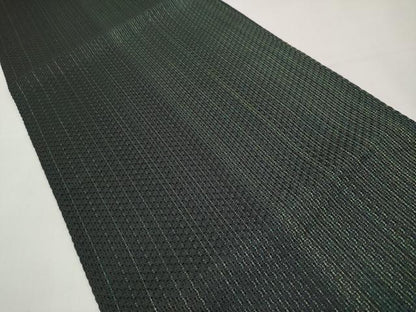 平和屋着物＊夏物　八寸名古屋帯　間道　黒地　正絹　逸品　CABK1881tx