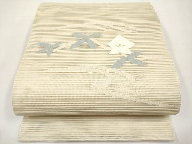 平和屋着物＊夏物　八寸名古屋帯　絽綴れ　流水草花文　金糸　正絹　逸品　CABK1882tx