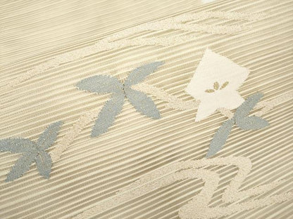 平和屋着物＊夏物　八寸名古屋帯　絽綴れ　流水草花文　金糸　正絹　逸品　CABK1882tx