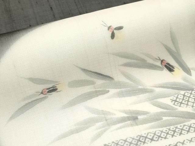 平和屋着物＊夏物　九寸名古屋帯　手描き　蛍　黒地　金彩　正絹　逸品　CABK1885tx