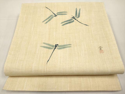 平和屋着物＊夏物　八寸名古屋帯　作家物　手描き　トンボ　CABK1907tx