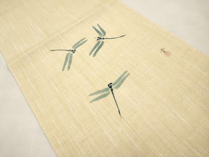 平和屋着物＊夏物　八寸名古屋帯　作家物　手描き　トンボ　CABK1907tx