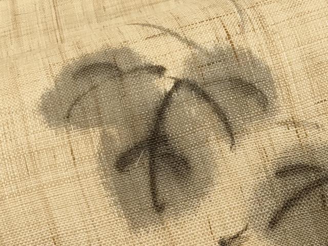 平和屋着物＊夏物　九寸名古屋帯　手描き　葡萄蔦の葉文　麻　逸品　CABK1908tx