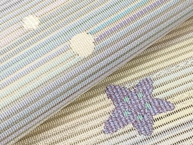 平和屋着物＊夏物　八寸名古屋帯　絽綴れ　人魚　貝　ヒトデ　金銀糸　正絹　逸品　未使用　CABK1911tx