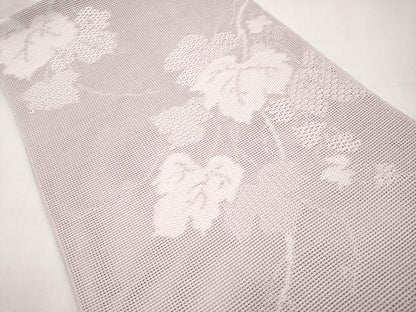 平和屋着物＊夏物　八寸名古屋帯　葡萄蔦の葉文　紅藤色　正絹　逸品　未使用　CABK1912tx
