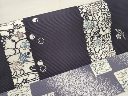 平和屋着物＊夏物　九寸名古屋帯　型染　切嵌　草花文　正絹　逸品　CABK1914tx