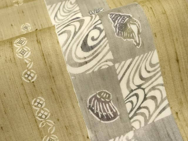 平和屋着物＊夏物　絹芭蕉　九寸名古屋帯　天然繭　紅型　貝殻　証紙付き　正絹　逸品　CABK1915tx