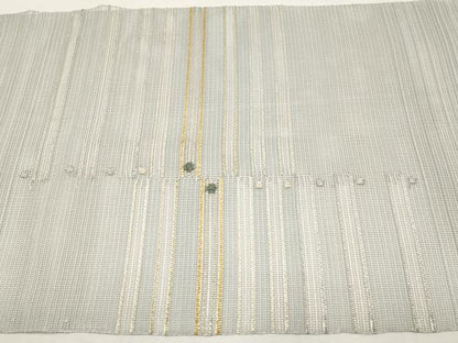 平和屋着物＊夏物　八寸名古屋帯　横段文　金銀糸　正絹　逸品　CABK1917tx