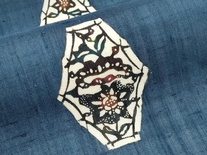平和屋着物＊夏物　九寸開き名古屋帯　作家物　紬地　型染　草花文　正絹　逸品　CABK1920tx