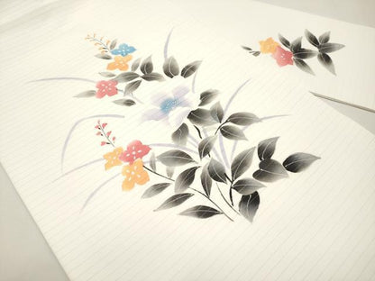 平和屋着物＊夏物　九寸名古屋帯　手描き　草花文　金彩　CABK1930tx