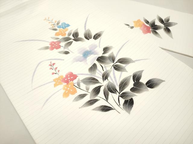 平和屋着物＊夏物　九寸名古屋帯　手描き　草花文　金彩　CABK1930tx