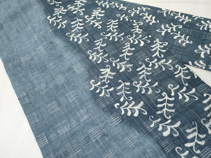 平和屋着物＊夏物　九寸名古屋帯　花倉織　唐草文　銀通し地　麻　逸品　CABK1932tx