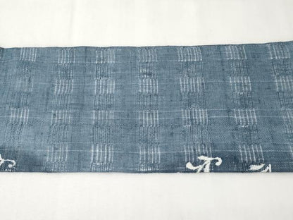 平和屋着物＊夏物　九寸名古屋帯　花倉織　唐草文　銀通し地　麻　逸品　CABK1932tx