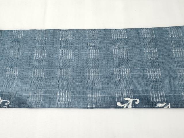 平和屋着物＊夏物　九寸名古屋帯　花倉織　唐草文　銀通し地　麻　逸品　CABK1932tx