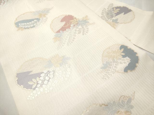 平和屋着物＊夏物　九寸名古屋帯　唐織　雪輪花文　金糸　正絹　逸品　CABK1933tx