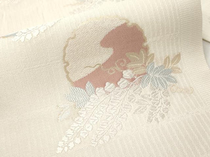 平和屋着物＊夏物　九寸名古屋帯　唐織　雪輪花文　金糸　正絹　逸品　CABK1933tx