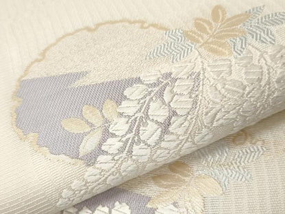 平和屋着物＊夏物　九寸名古屋帯　唐織　雪輪花文　金糸　正絹　逸品　CABK1933tx