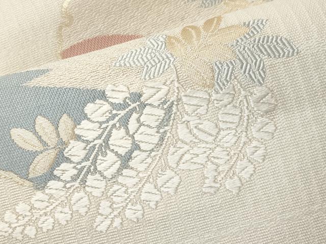平和屋着物＊夏物　九寸名古屋帯　唐織　雪輪花文　金糸　正絹　逸品　CABK1933tx