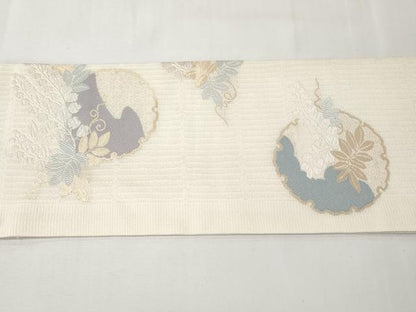 平和屋着物＊夏物　九寸名古屋帯　唐織　雪輪花文　金糸　正絹　逸品　CABK1933tx