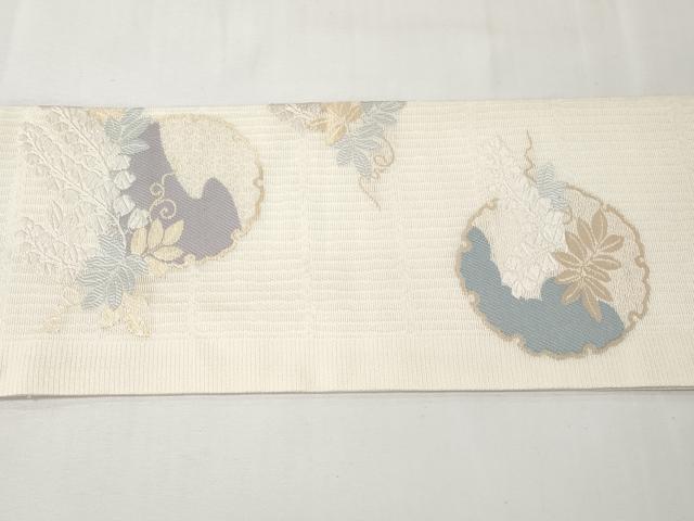 平和屋着物＊夏物　九寸名古屋帯　唐織　雪輪花文　金糸　正絹　逸品　CABK1933tx