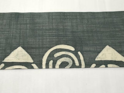 平和屋着物＊夏物　九寸名古屋帯　幾何学文様　麻　逸品　CABK1934tx