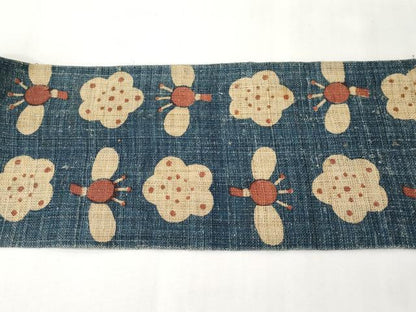 平和屋着物＊夏物　全通　九寸名古屋帯　型染め　舞花文　麻　逸品　CABK1936tx