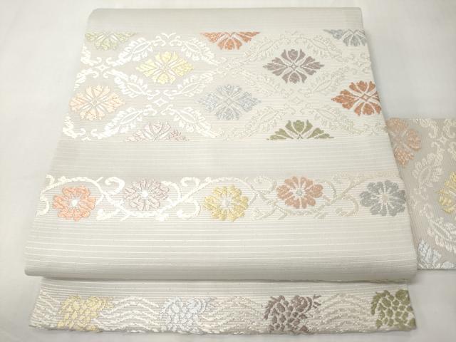 平和屋着物＊夏物　九寸名古屋帯　唐織　横段花文　正絹　逸品　CABK1937tx