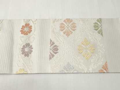 平和屋着物＊夏物　九寸名古屋帯　唐織　横段花文　正絹　逸品　CABK1937tx