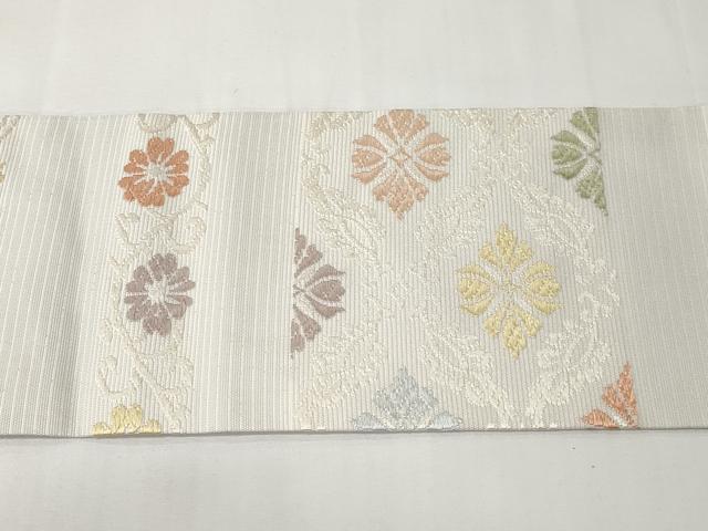 平和屋着物＊夏物　九寸名古屋帯　唐織　横段花文　正絹　逸品　CABK1937tx