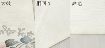 平和屋着物＊夏物　九寸名古屋帯　枝椿文　銀彩　CABK1939tx